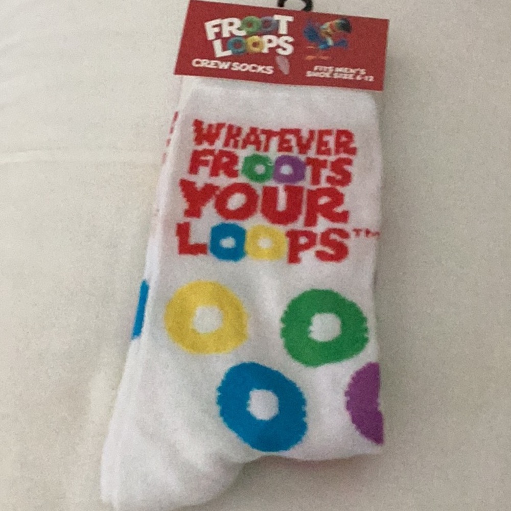 NWT FUN Unisex “ Froot Loops Socks “ Make Perfect Gift Fun to Wear